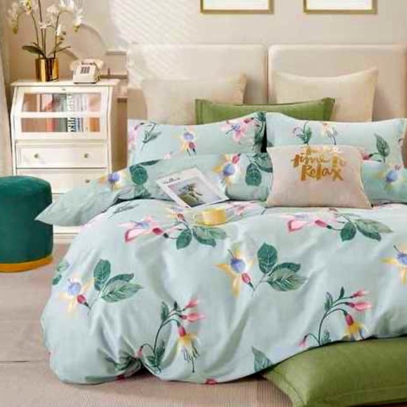 100% Cotton Queen Duvet Cover set 3Pcs Comforter Cover Pillowcases Floral - Picture 1 of 5